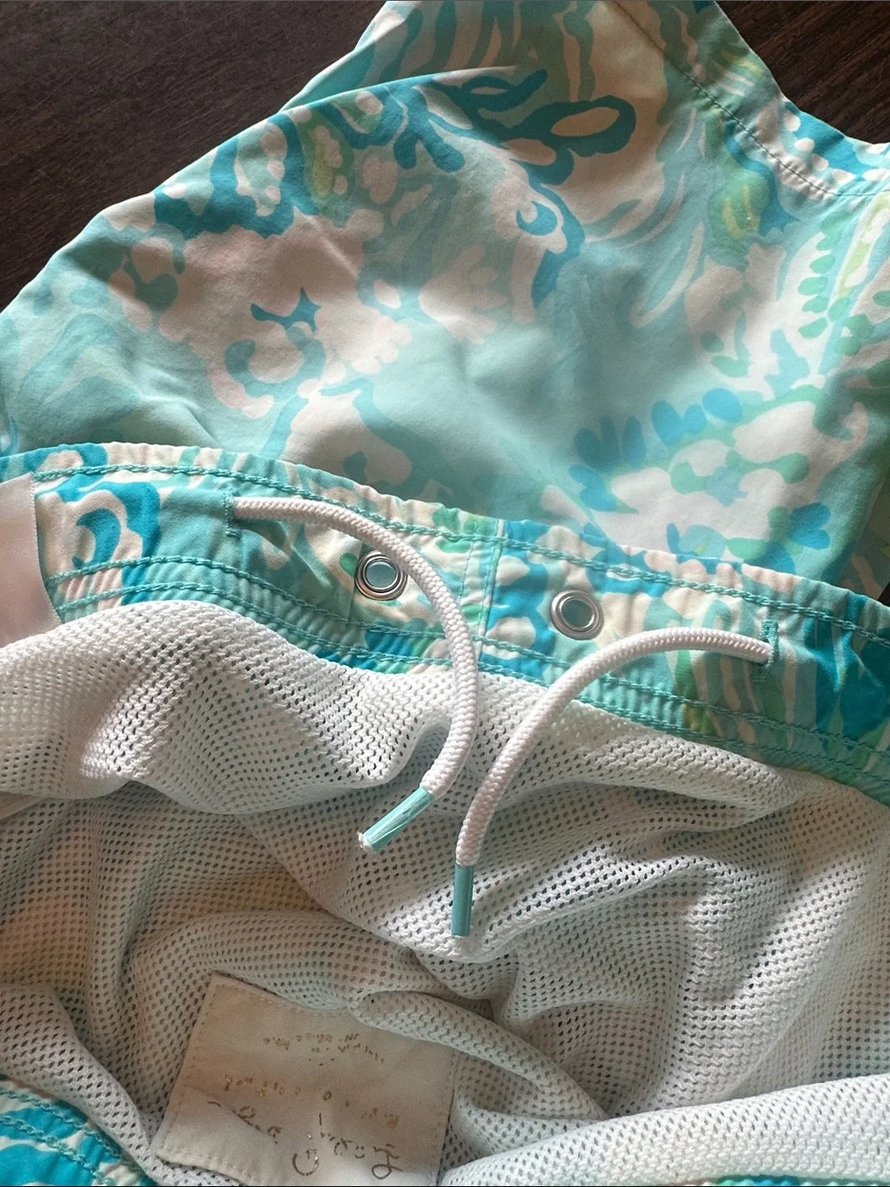 Lilly Pulitzer Turquoise, Aqua & White Printed Swim Shorts